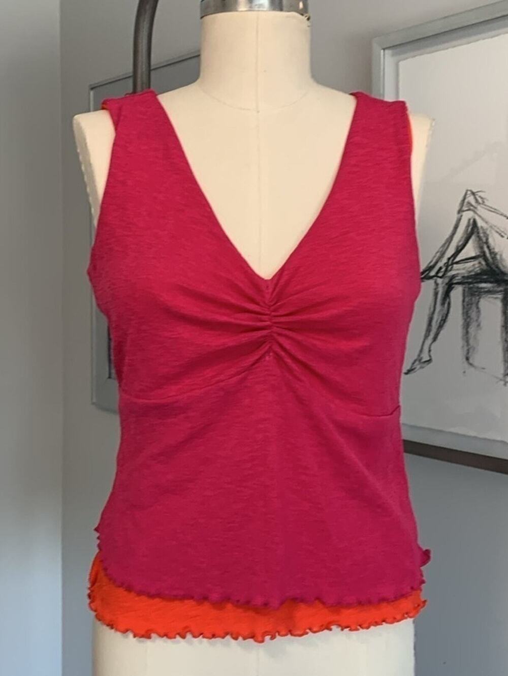 2000s Y2K Pink Red Coquette Mallrat Vintage Layered Reversible Tank Top